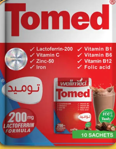 توميد لاكتوفيرين 200مجم 10 اكياس