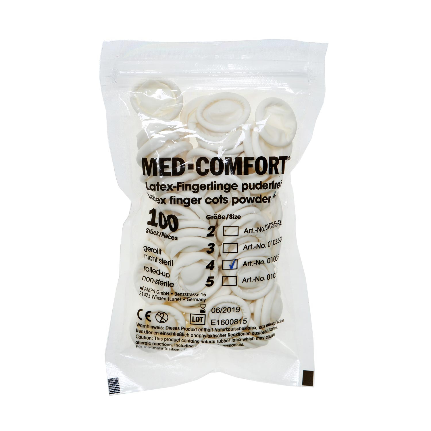 COMFORT MEDICAL FINHGER STALLS 100